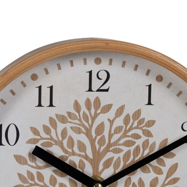 Wall Clock Tree White Natural Wood Crystal 22 x 22 x 4,5 cm Online now