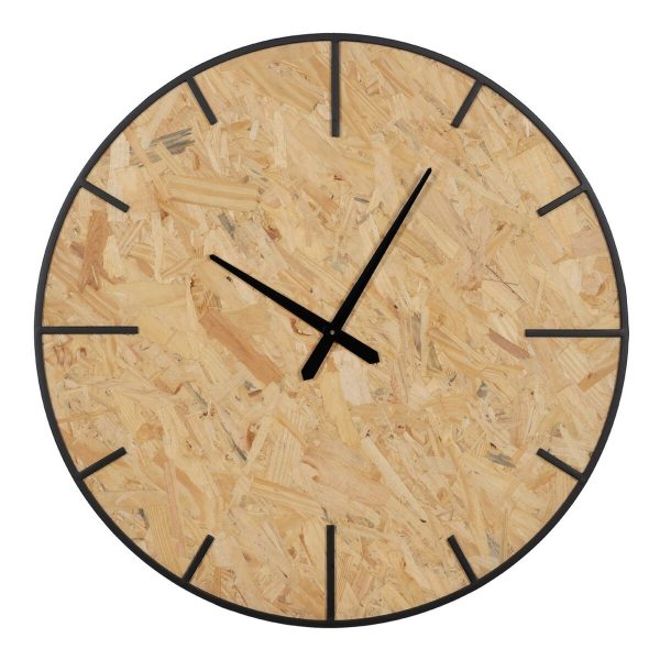 Wall Clock Black Natural PVC Iron MDF Wood 80 x 4,5 x 80 cm Discount