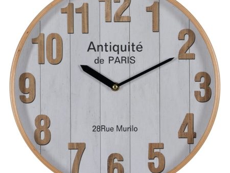 Wall Clock White Natural Wood Crystal 32 x 32 x 4,5 cm Online Sale