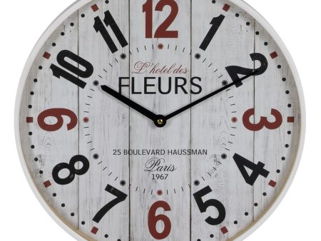 Wall Clock White Wood Crystal 40 x 40 x 4,5 cm Online Hot Sale