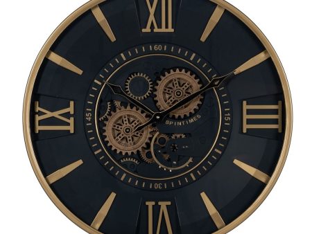 Wall Clock Black Golden Crystal Iron 59 x 8,5 x 59 cm (3 Units) For Cheap