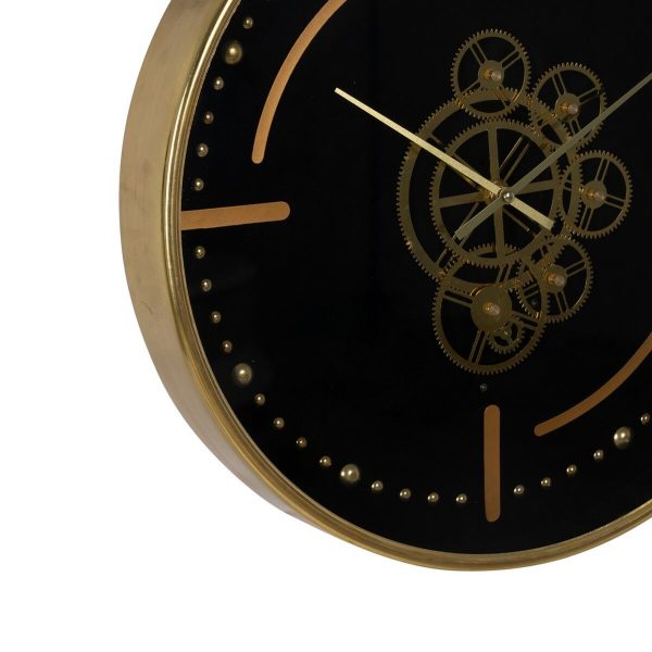 Wall Clock Black Golden Iron 46 x 7 x 46 cm Discount