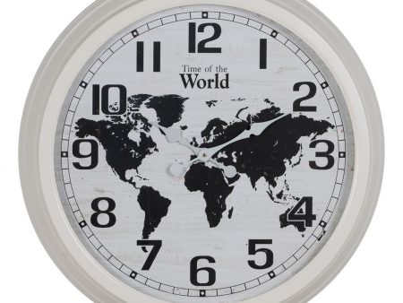 Wall Clock World Map White Black Iron 70 x 70 x 6,5 cm Fashion