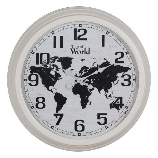 Wall Clock World Map White Black Iron 70 x 70 x 6,5 cm Fashion