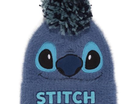 Hat Stitch Fluffy Pom Beanie on Sale