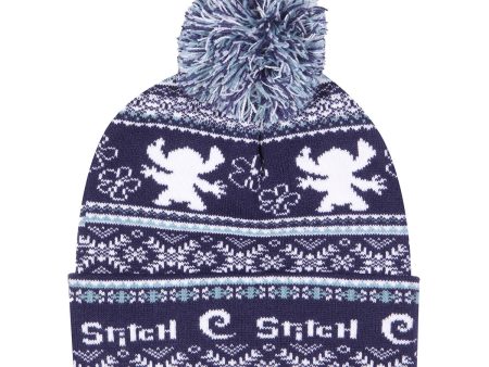 Hat Stitch Fair Isle Pom Beanie Navy Blue Supply