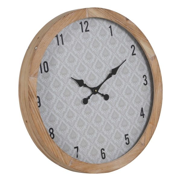 Wall Clock White Natural Wood Crystal 60 x 60 x 6,5 cm Hot on Sale