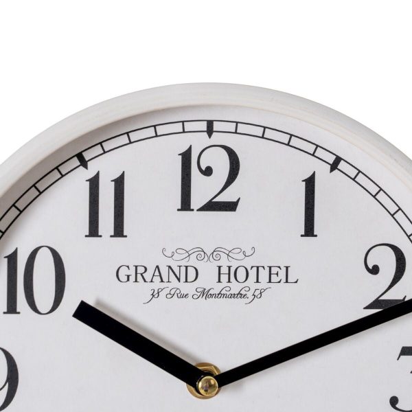 Wall Clock White Wood Crystal 22 x 22 x 4,5 cm Supply