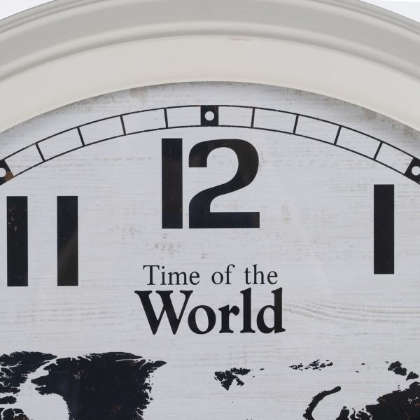 Wall Clock World Map White Black Iron 70 x 70 x 6,5 cm Fashion