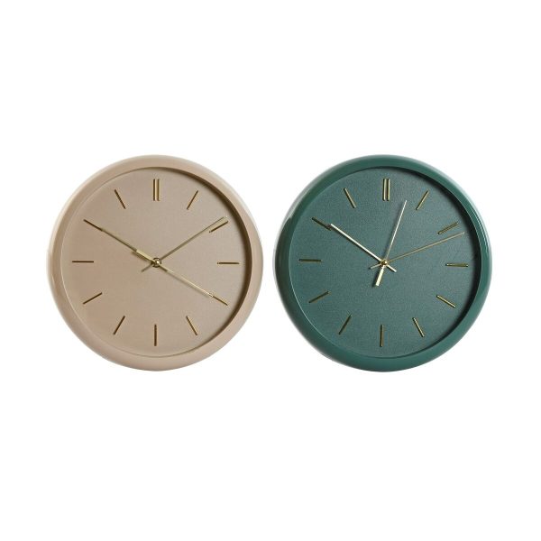 Wall Clock Home ESPRIT Green Pink PVC Modern 30 x 4 x 30 cm (2 Units) Online now