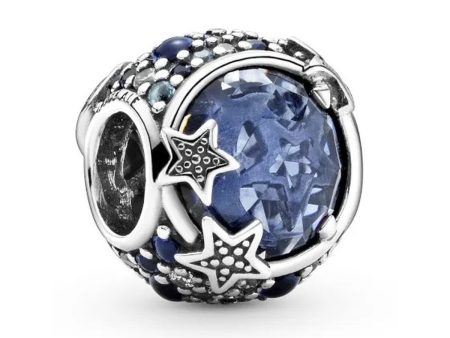 Woman s charm link Pandora CELESTIAL BLUE SPARKLING STARS For Sale