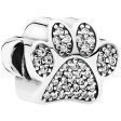 Ladies  Beads Pandora SPARKLING PAW PRINT & HEART Cheap