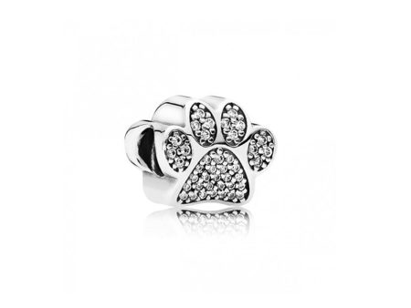 Ladies  Beads Pandora SPARKLING PAW PRINT & HEART Cheap