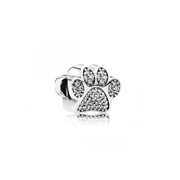 Ladies  Beads Pandora SPARKLING PAW PRINT & HEART Cheap