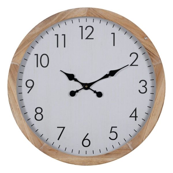 Wall Clock White Wood 60 x 60 x 6,5 cm Discount