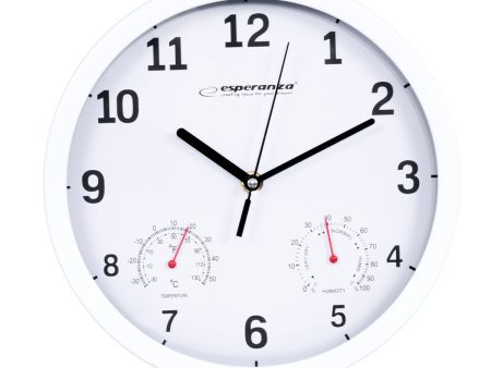 Wall Clock Esperanza EHC016W White Glass Plastic 25 cm Discount