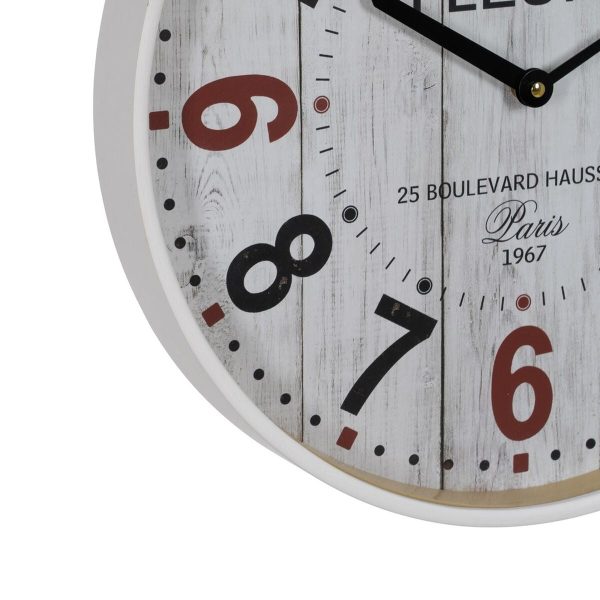 Wall Clock White Wood Crystal 40 x 40 x 4,5 cm Online Hot Sale