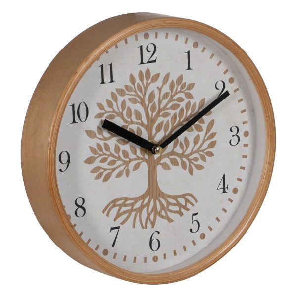 Wall Clock Tree White Natural Wood Crystal 22 x 22 x 4,5 cm Online now